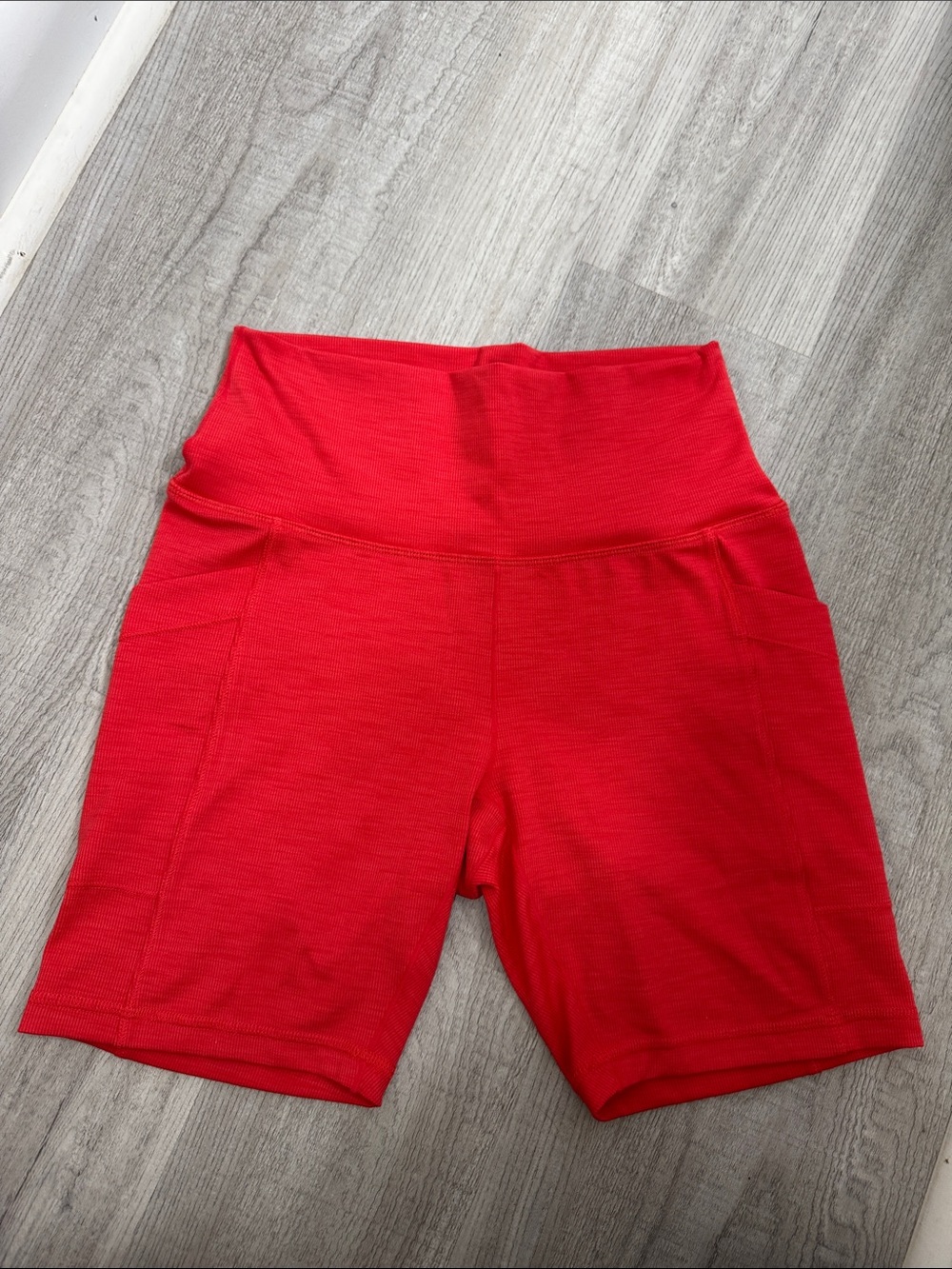 Prana Red Bike Shorts with High Waistband